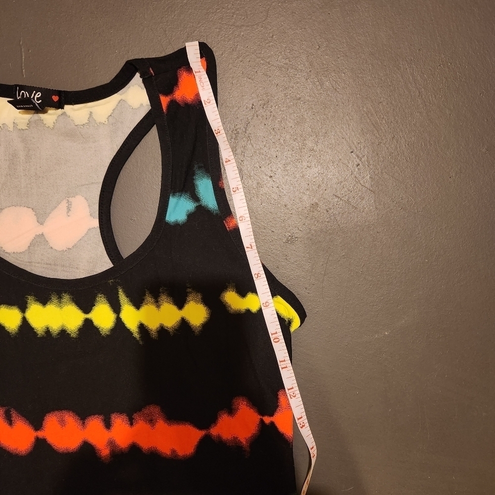 LOVE Black Tie Dye Striped Sleeveless Bodycon Slitted Racerback Maxi Dress XL - Picture 12 of 12